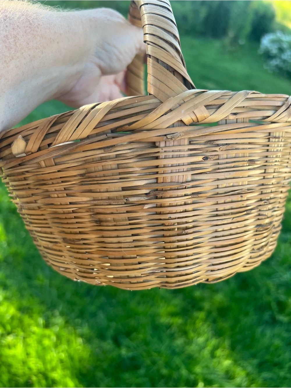Vintage Woven Basket with Handle - Brown
